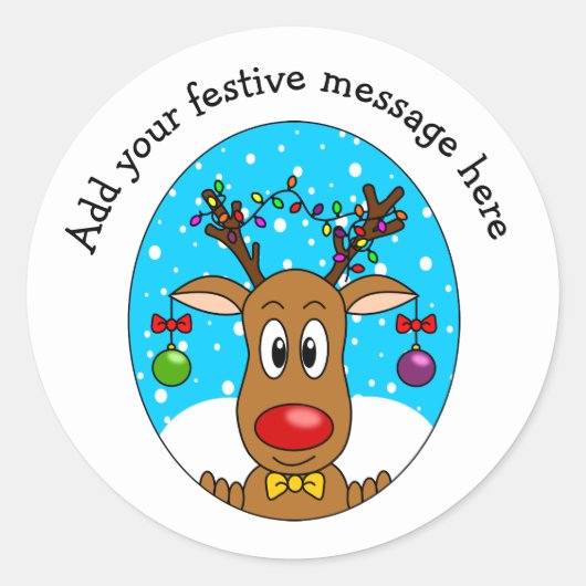 Sticker Rond Reindeer de Noël personnalisé (Devant)