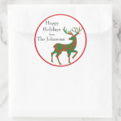 Sticker Rond Reindeer de vacances personnalisé (Sac)