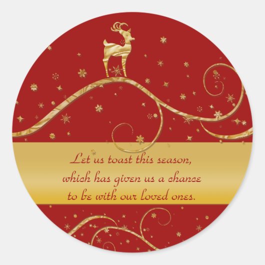 Sticker Rond Reindeer élégant or Noël salutation (Devant)
