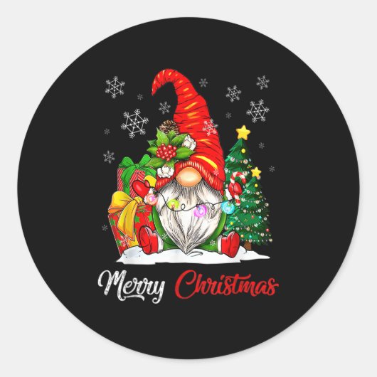 Sticker Rond Reindeer Gnome Matching Famille Noël Joyeux Noël (Devant)