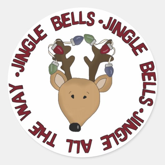 Sticker Rond Reindeer Jingle Bells Tshirts et cadeaux (Devant)