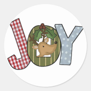 Sticker Rond Reindeer Joy Chemises de Vacances et cadeaux