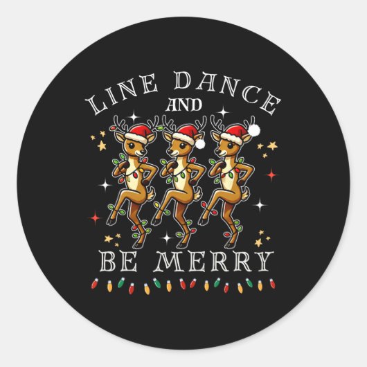 Sticker Rond Reindeer Line Danse Et Soyez Joyeux Noël Festif (Devant)