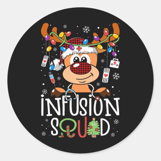 Sticker Rond Reindeer noël infusion infirmière escouade stethos (Devant)