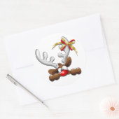 Sticker Rond Reindeer Puzzled drôle Caractère de Noël (Enveloppe)