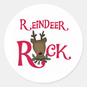 Sticker Rond Reindeer Rock vacances de Noël