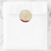 Sticker Rond Reindeer rouge et or (Sac)