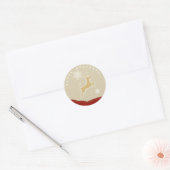 Sticker Rond Reindeer rouge et or (Enveloppe)