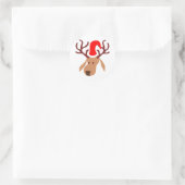Sticker Rond Reindeer Santa Hat (Sac)