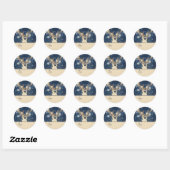 Sticker Rond Reindeer & Snowflakes Personalized To and From (Feuille)