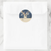 Sticker Rond Reindeer & Snowflakes Personalized To and From (Sac)