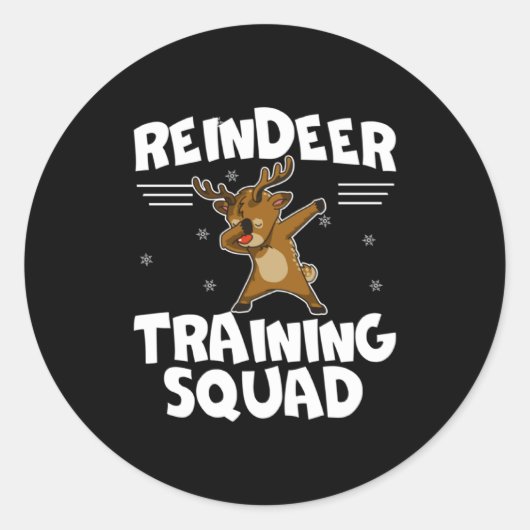 Sticker Rond Reindeer Training Squad Deer Team Xmas Running New (Devant)