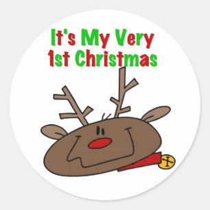 Sticker Rond Reindeer Très 1er Noël