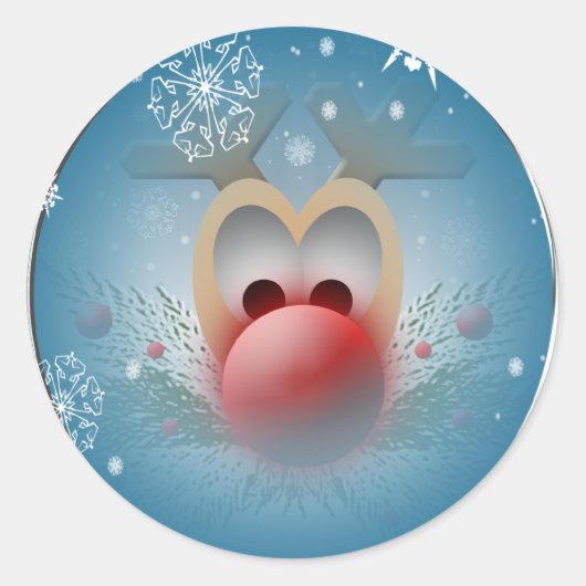 Sticker Rond Reindeer Visage Carte de vacances Enveloppe Phoque (Devant)