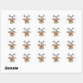 Sticker Rond Reinder de Noël (Feuille)
