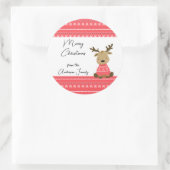 Sticker Rond Reinder de Noël 2 cadeau (Sac)