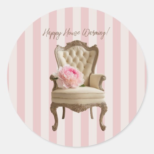 Sticker Rond Reine Anne chaise d'aile Pink Peony (Devant)