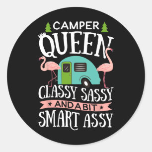 Sticker Rond Reine campeuse Cly Sy intelligente drôle femmes fi
