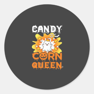 Sticker Rond Reine Candy Corn Halloween Chauves-souris fantômes