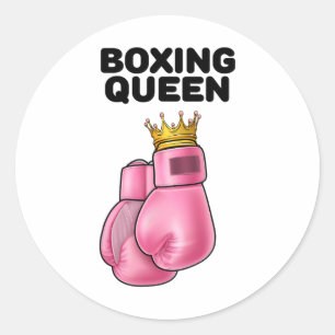 Sticker Rond Reine de boxe Boxe féminine Filles Boxeur Boxe 1 