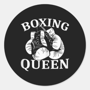 Sticker Rond Reine de boxe féminine combattante de kickboxing