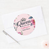 Sticker Rond Reine de Coeur Fête de Mariage Rose (Enveloppe)