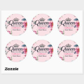 Sticker Rond Reine de Coeur Fête de Mariage Rose (Feuille)