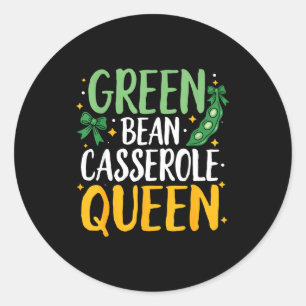 Sticker Rond Reine de la cérôle de haricot vert Cuisine drôle d