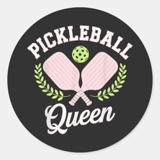 Sticker Rond Reine de pickleball Joueuse de pickleball drôle (Devant)