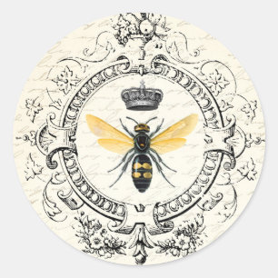 Sticker Rond Reine des abeilles française VINTAGE MODERNE