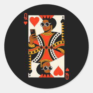 Sticker Rond Reine Des Cœurs Carte Femme Noire Fierté De La Mél