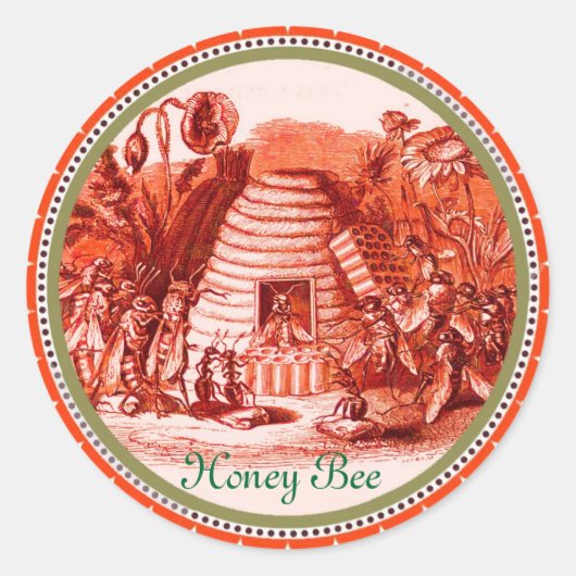 STICKER ROND REINE DES HONEY BEES EN SKEP / BEEKEEPER (Devant)