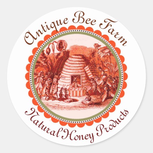 Sticker Rond REINE DES HONEY BEES EN SKEP / BEEKEEPER Circle (Devant)