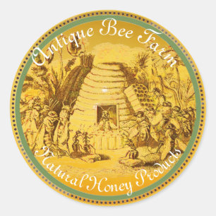 Sticker Rond REINE DES HONEY BEES EN SKEP / BEEKEEPER Circle
