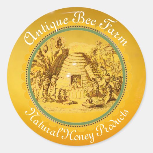Sticker Rond REINE DES HONEY BEES EN SKEP / BEEKEEPER Circle (Devant)