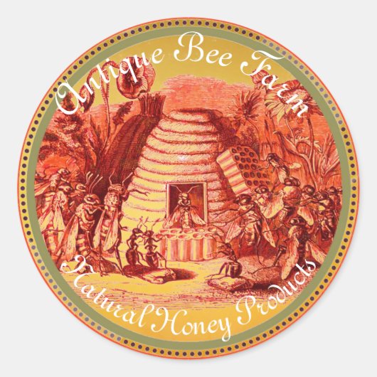 Sticker Rond REINE DES HONEY BEES EN SKEP / BEEKEEPER Circle (Devant)