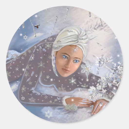 Sticker Rond Reine des neiges ! (Devant)