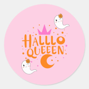 Sticker Rond Reine d'Halloween, reine d'Halloween rétro, art d'