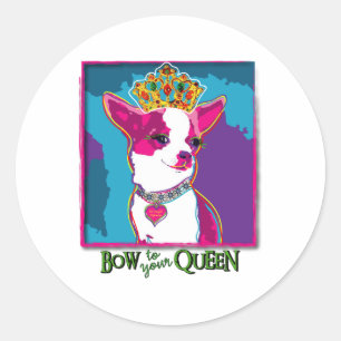 Sticker Rond Reine du Chihuahua