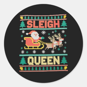Sticker Rond Reine du traîneau LGBTQ Arc-en-ciel Renne Noël Xma