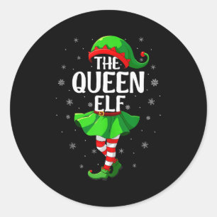 Sticker Rond Reine Elf Noël Filles Femmes Elf Équipe Xmas Fam