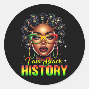Sticker Rond Reine Mélanine Femmes Noires Fières Africaines Je