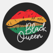 Sticker Rond Reine noire baise lèvres avec tache léopard Junett (Devant)