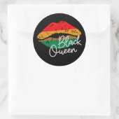 Sticker Rond Reine noire baise lèvres avec tache léopard Junett (Sac)