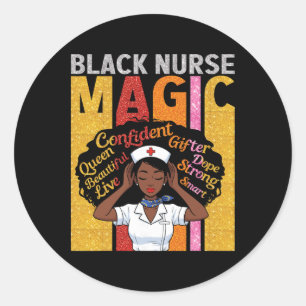 Sticker Rond Reine noire infirmière magie confiant belle Mélani