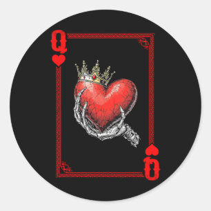 Sticker Rond Reine Roi Des Coeurs Jouer Carte Couple Correspond