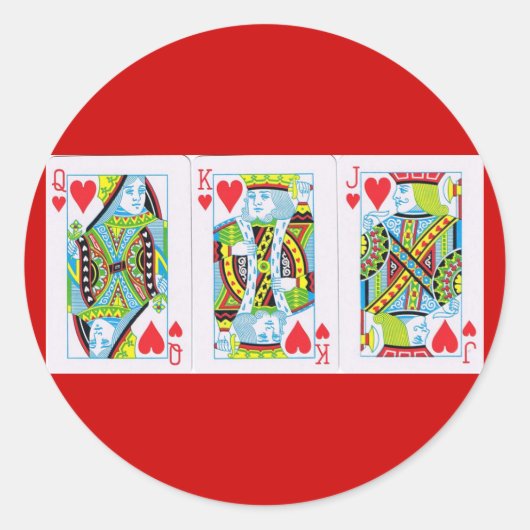 Sticker Rond Reine, Roi, Jack des Coeurs (Devant)