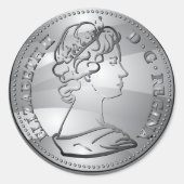 Sticker Rond Reine Sur Une Pièce (Devant)