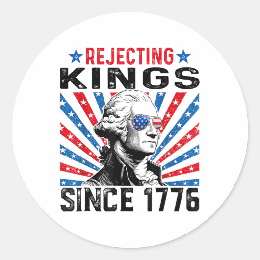 Sticker Rond Rejecting Kings Since 1776 Distressed Usa Flag Vin (Devant)