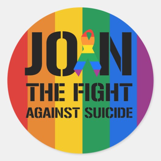 Sticker Rond Rejoignez la lutte contre le suicide gay (Devant)